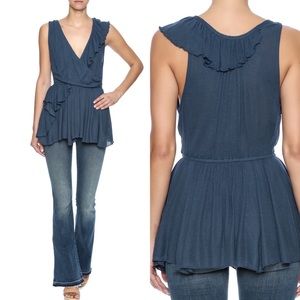 CLEARANCE✨ Free People Float Away Blue Ruffle Romantic Tunic Top S